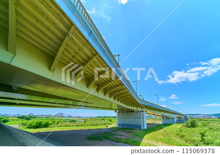 從東京府中市押館町南下眺望稻城大橋(稻城) 從東京府中市押館町南下眺望稻城大橋(稻城) 115069378