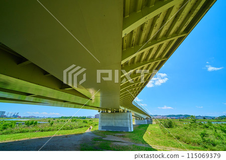 從東京府中市押館町南下眺望稻城大橋(稻城) 從東京府中市押館町南下眺望稻城大橋(稻城) 115069379