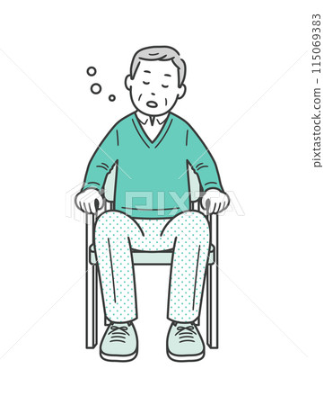 老人坐在椅子上打瞌睡 115069383