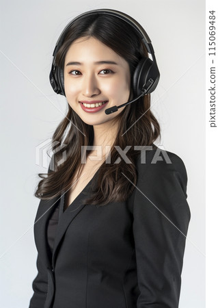 戴著耳機的呼叫中心婦女 115069484