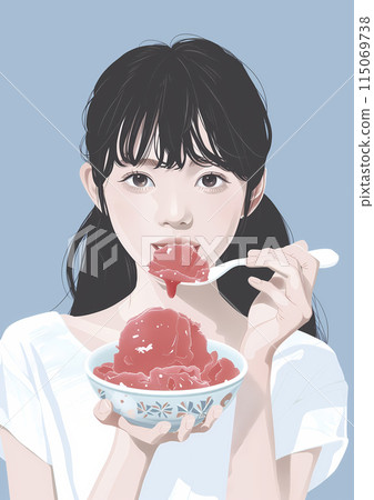 A girl who eats ice cream 115069738