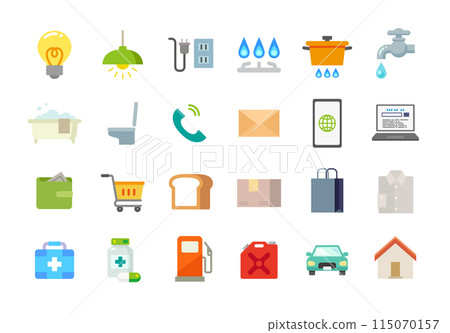 Icon set of illustrations related to daily life 115070157