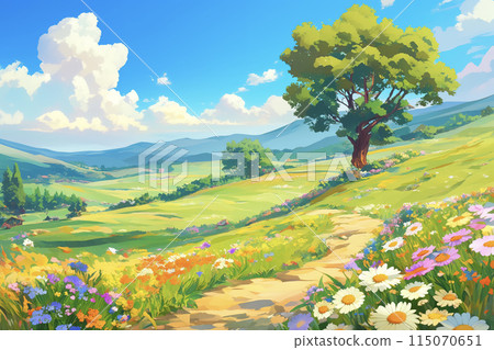 Beautiful spring flower fields and rural landscapes: Refresh in nature Beautiful spring flower fields and rural landscapes: Refresh in nature 115070651