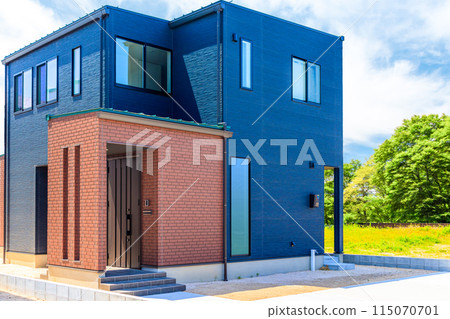 Newly built house exterior: Blue house 115070701