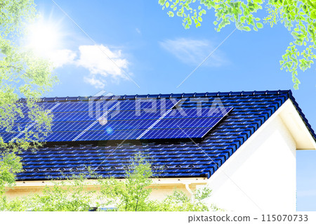 生態形象:新綠、生態住宅、藍天 生態形象:新綠、生態住宅、藍天 115070733