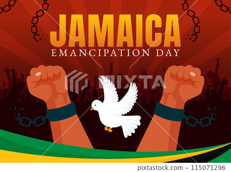 Vector Illustration of Jamaica Emancipation Day on August 1st with a Waving Flag and Patriotic Theme in a National Holiday Flat Cartoon Background 115071296