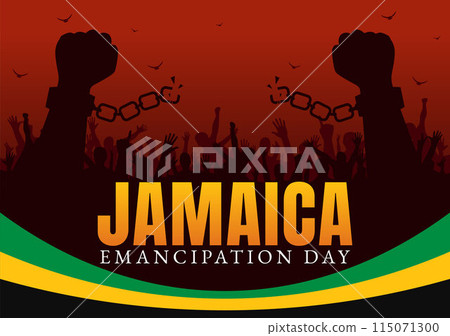 Vector Illustration of Jamaica Emancipation Day on August 1st with a Waving Flag and Patriotic Theme in a National Holiday Flat Cartoon Background 115071300