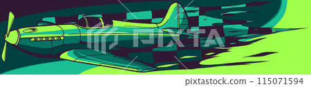 vector illustration of airplane with race flag 115071594