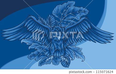 vector illustration of heagle with leaves on white background vector illustration of heagle with leaves on white background 115071624