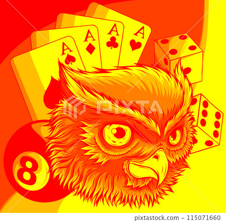 vector illustration of owl head with casino game 115071660