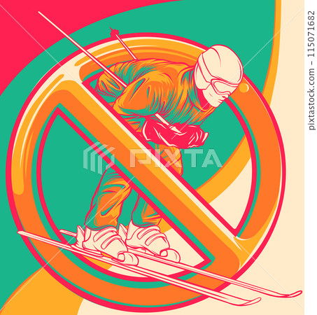 vector illustration of ban skiing on white background 115071682