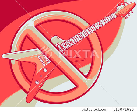 vector No Electric Guitar Sign on White Background 115071686