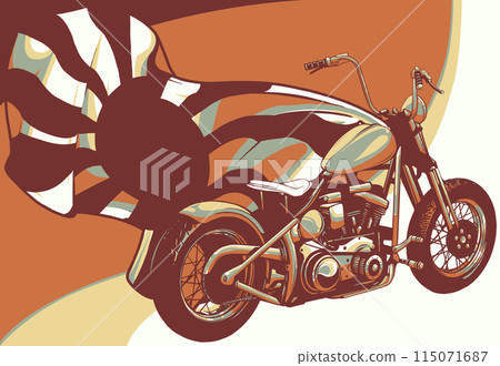 Japanese bikers on motorcycles with flag of rising sun 115071687