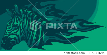 zebra head with flames Vector illustration design 115071694