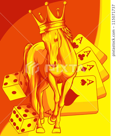 vector illustration of horse with crown and casino game vector illustration of horse with crown and casino game 115071737