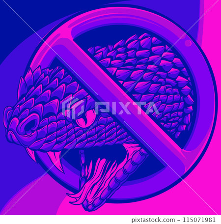Warning sign no snakes. Prohibition snakes sign isolated on white background. Vector illustration 115071981