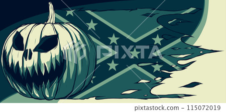vector illustration of Halloween Pumpkin with confederate flag vector illustration of Halloween Pumpkin with confederate flag 115072019