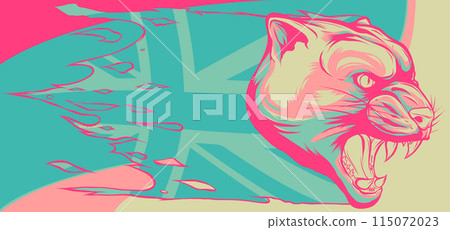vector illustration of jaguar head with british flag 115072023