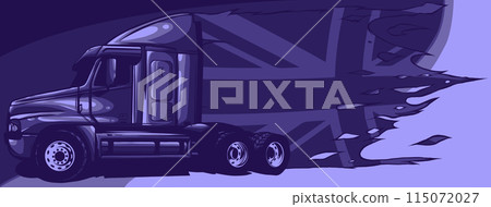 vector illustration of Classic semi Truck with british flag 115072027