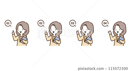 一位身穿西裝的女士拿著文件解釋用手指組成數字 1234 的步驟 115072300