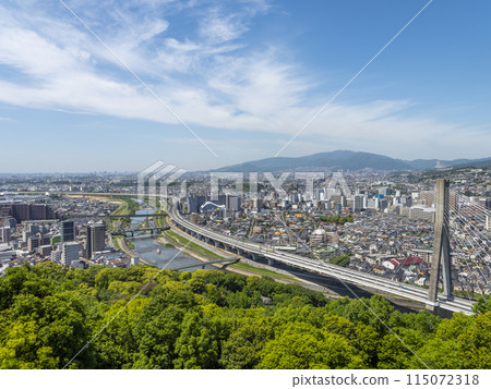 從大阪府池田市五月山看到的街景 從大阪府池田市五月山看到的街景 115072318