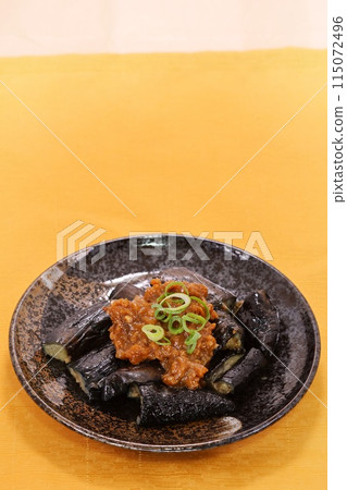 Grilled eggplant with meat and miso sauce, Dengaku, Eggplant dish Grilled eggplant with meat and miso sauce, Dengaku, Eggplant dish 115072496