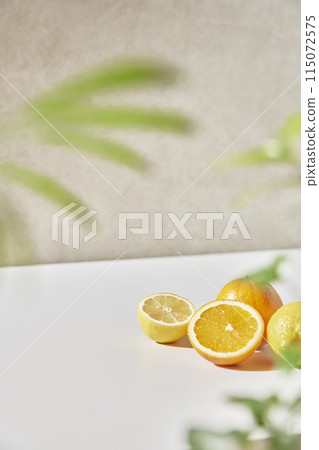 Colorful color background. Refreshing and fresh oranges, lemons and other fruits full of vitamins. Colorful color background. Refreshing and fresh oranges, lemons and other fruits full of vitamins. 115072575