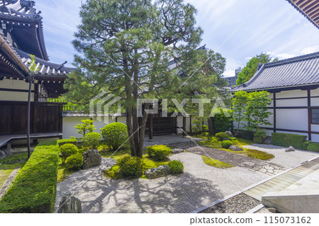 Kyoto's fresh greenery: Honpoji Temple's Ten Gardens in front of Karamon Gate Kyoto's fresh greenery: Honpoji Temple's Ten Gardens in front of Karamon Gate 115073162