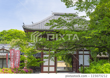 被綠樹環繞的京都本法寺二王門 115073212