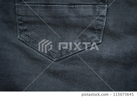 black denim clothing texture background, textile of pants fashion 115073645