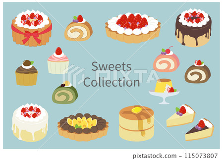Illustration set of cute sweets 115073807