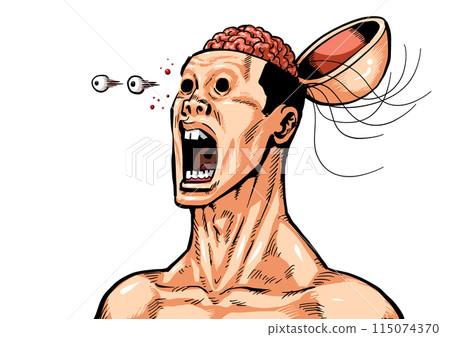 Illustration of a man with his head wide open 115074370