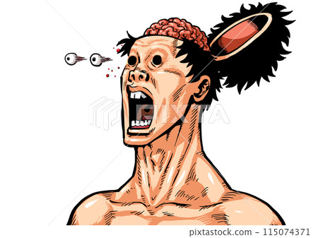 Illustration of a man with his head wide open 115074371