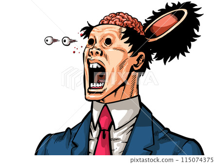 一個男人張開腦袋的插圖 115074375