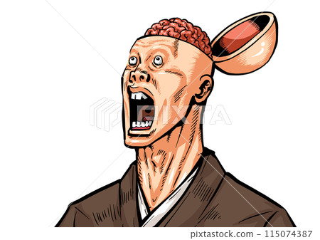 Illustration of a man with his head wide open 115074387