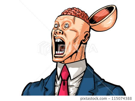 Illustration of a man with his head wide open 115074388
