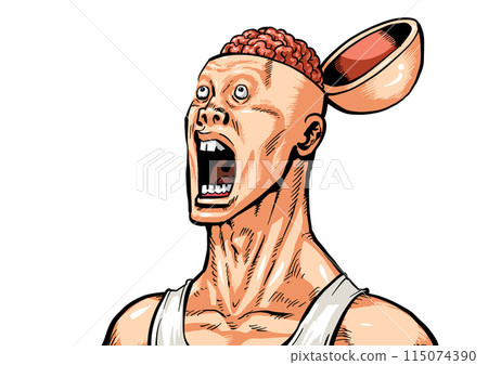 一個男人張開腦袋的插圖 一個男人張開腦袋的插圖 115074390