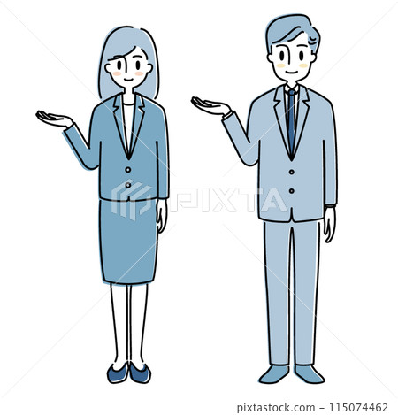 穿著西裝的男女冒充導遊的插圖 115074462