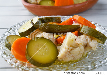Vegetable escabeche (Mexican food) 115074479