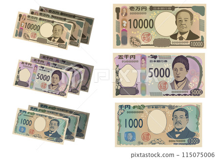 新版10000日圓、5000日圓、1000日元紙幣插圖 115075006