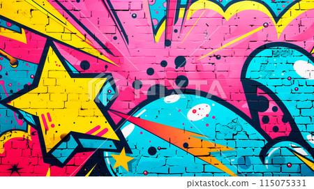 Comic book explosion background. Pop art style of graffiti background 115075331