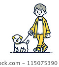 Boy walking a dog 115075390