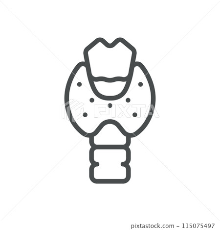 Thyroid Icon. Simple Isolated Line Illustration of Human Thyroid Gland, Representing Endocrinology, Hormonal Health, and Gland Function. Perfect for Medical and Healthcare Applications. Thyroid Icon. Simple Isolated Line Illustration of Human Thyroid Gland, Representing Endocrinology, Hormonal Health, and Gland Function. Perfect for Medical and Healthcare Applications. 115075497