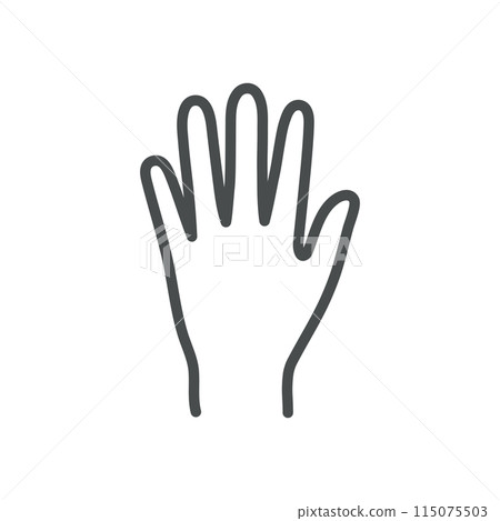 Hand Icon. Simple Isolated Line Illustration of Human Hand, Representing Anatomy, Dexterity, Hand and Joint Health. Perfect for Medical and Healthcare Applications. 115075503