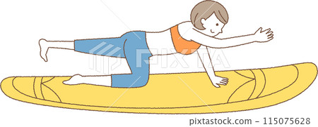 Woman doing yoga on a surfboard 115075628
