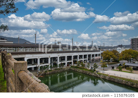 View of Mihara Station from the ruins of the Mihara Castle tower 115076105