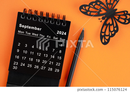 September 2024 desk calendar for the organizer to plan and reminder and butterfly paper. September 2024 desk calendar for the organizer to plan and reminder and butterfly paper. 115076124