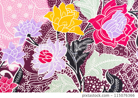 The detailed patterns of Indonesia batik cloth The detailed patterns of Indonesia batik cloth 115076366