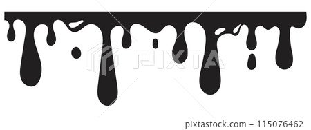 Dripping Paint molten splash, liquid flow abstract shape stain isolated on transparent background. Fluid trickle, border or stencil. Dripping Paint molten splash, liquid flow abstract shape stain isolated on transparent background. Fluid trickle, border or stencil. 115076462
