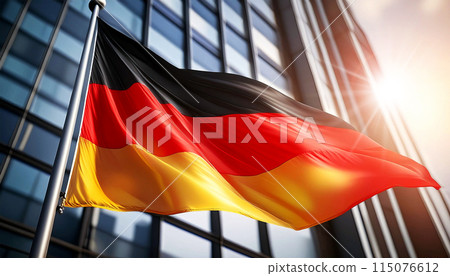 German National Flag the Bundesflagge Blowing in the Wind - Generative Ai 115076612